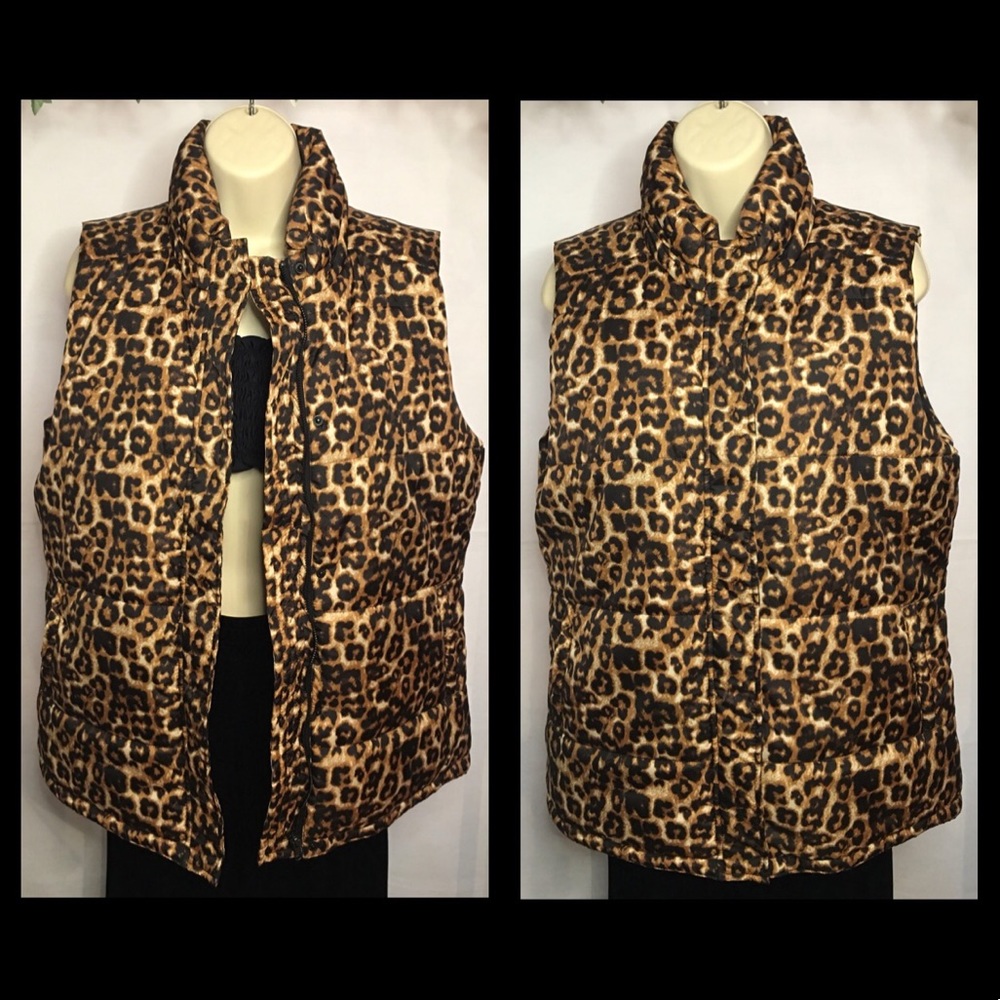 Size 14 Animal print outerwear vest. Quilted style vest. NWOT - Picture 12 of 12